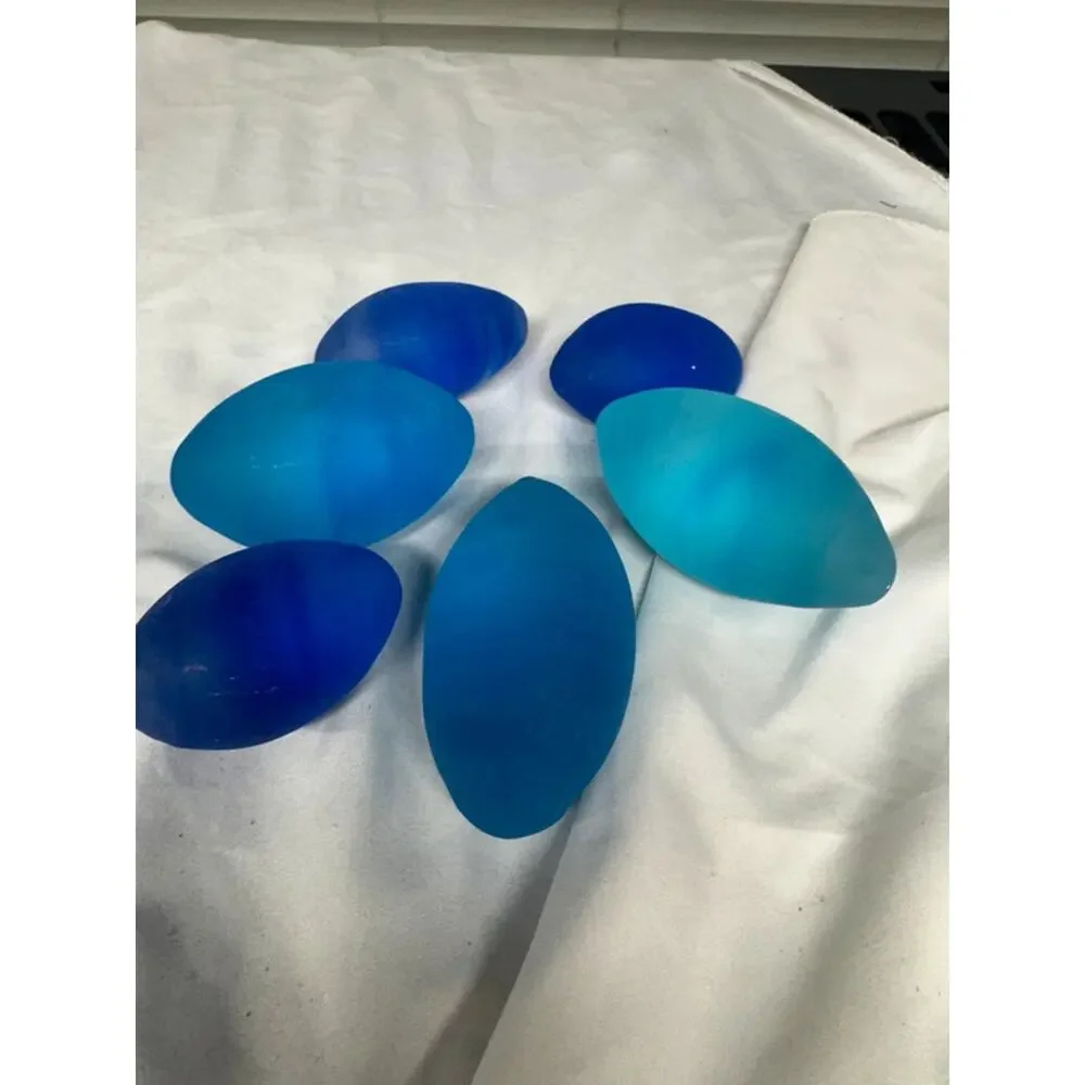 VTG Ikea frosted blue glass egg sculptures